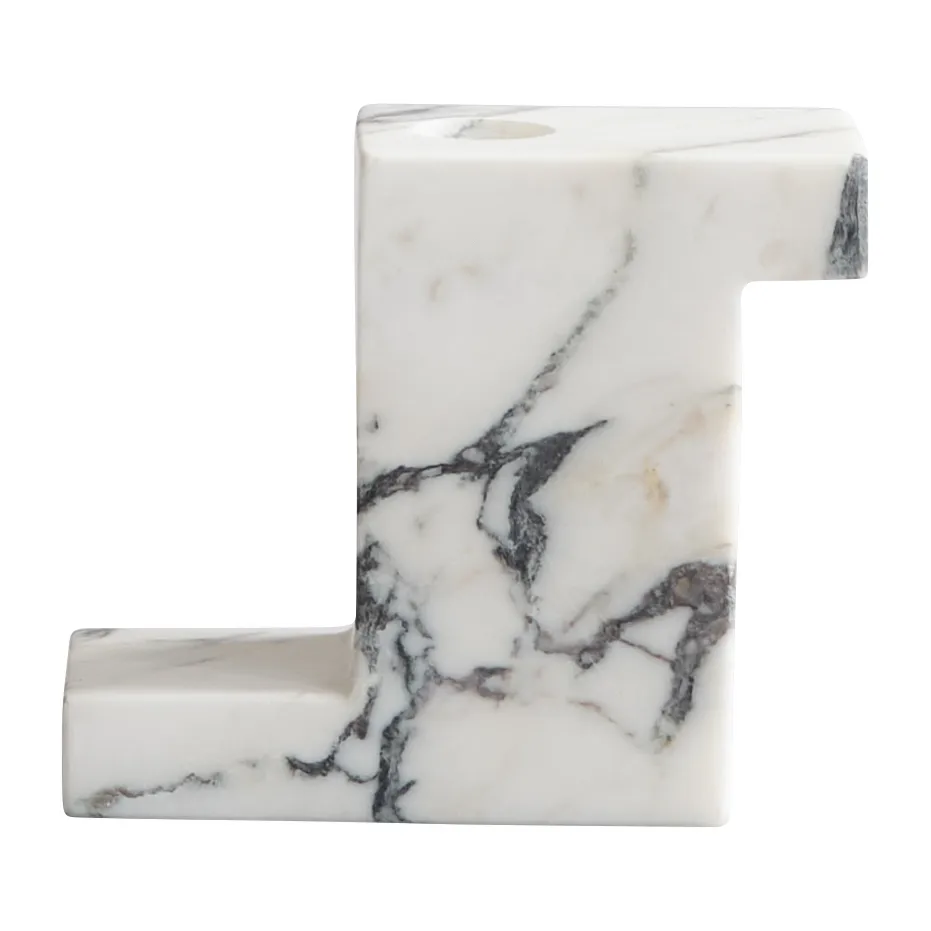 101 Copenhagen Brick høj lysestage 10,5x12,5 cm Calacatta billede