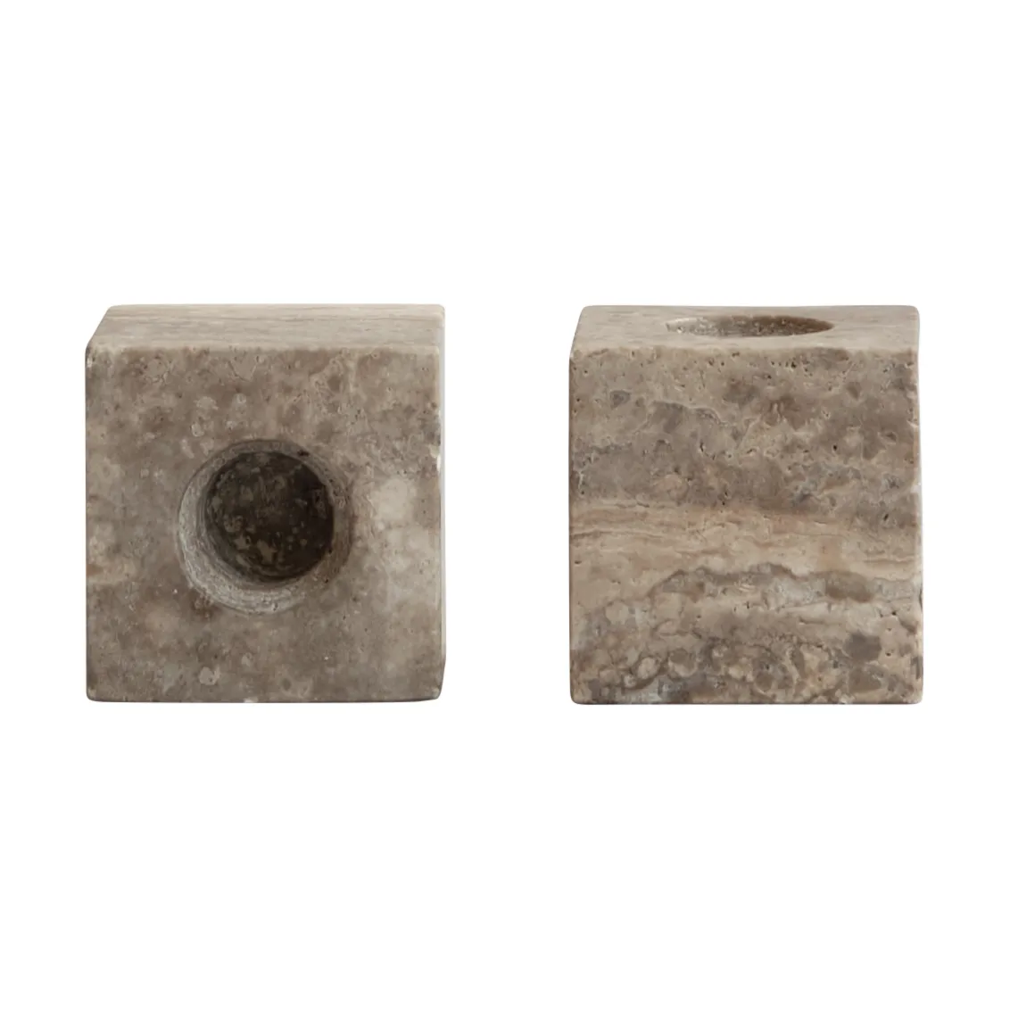 101 Copenhagen Cube ljusstake 2-pack Silver Travertine