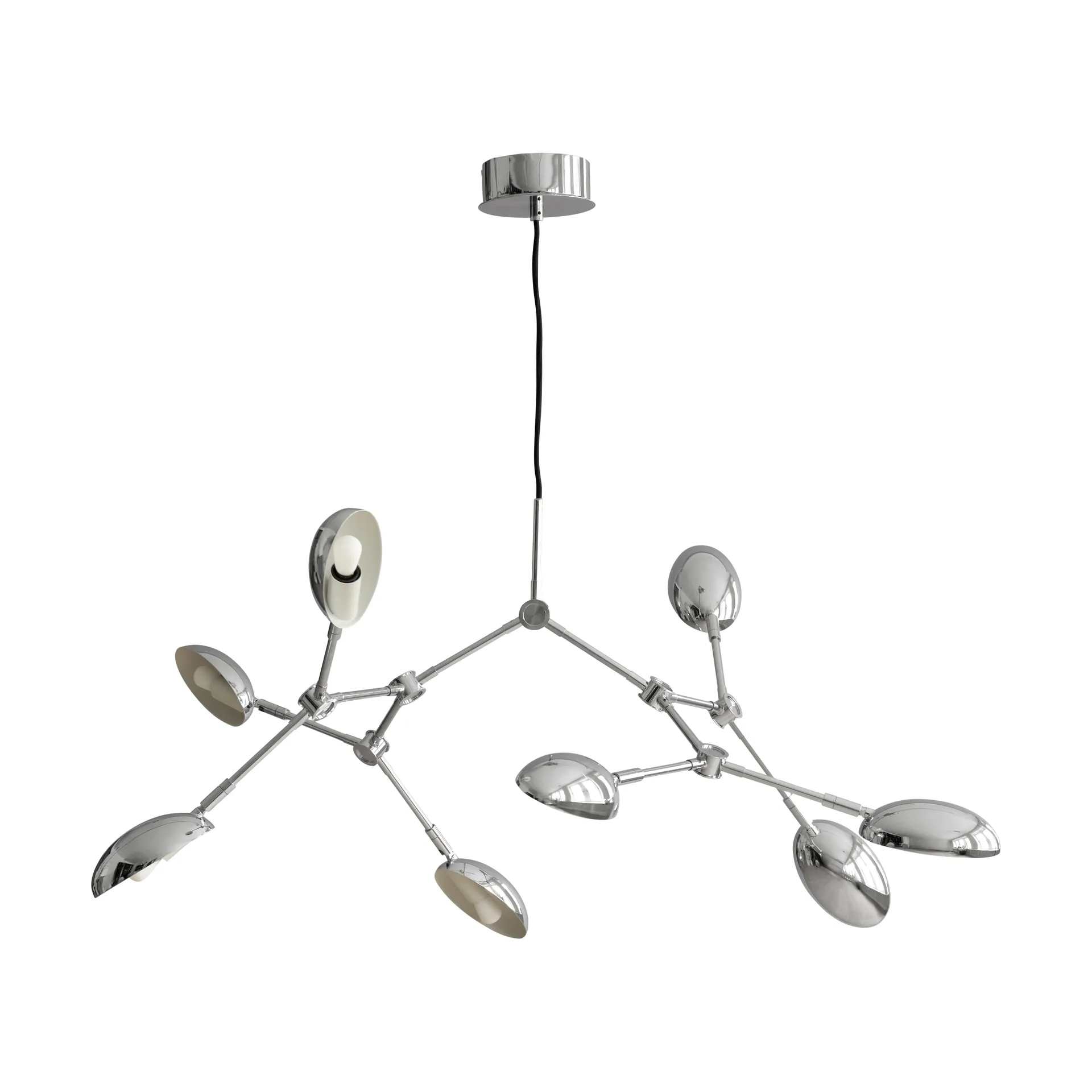Drop lysekrone, krom, 55 cm, 8 lyskilder - 101 Copenhagen - Entré - Design - Aluminium - Med flere lyskilder