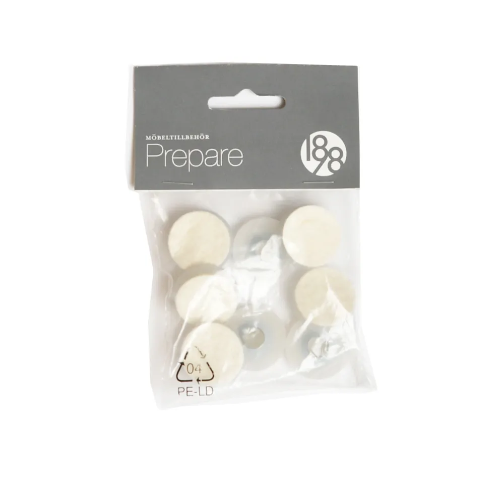 1898 Patin pour meuble Prepare blanc, patins de protection plastique feutre 26 mm, 8 pcs