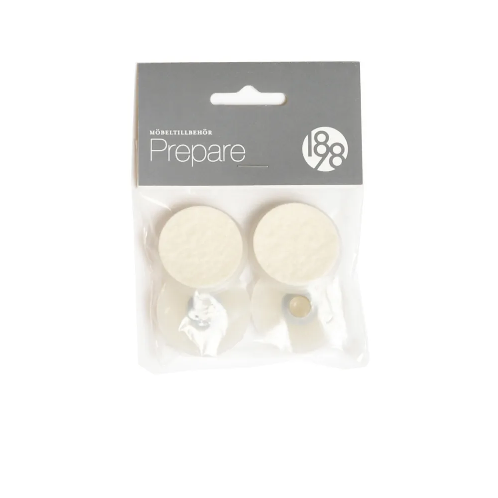 1898 Patin pour meuble Prepare blanc, patins de protection plastique feutre 37 mm, 4 pcs