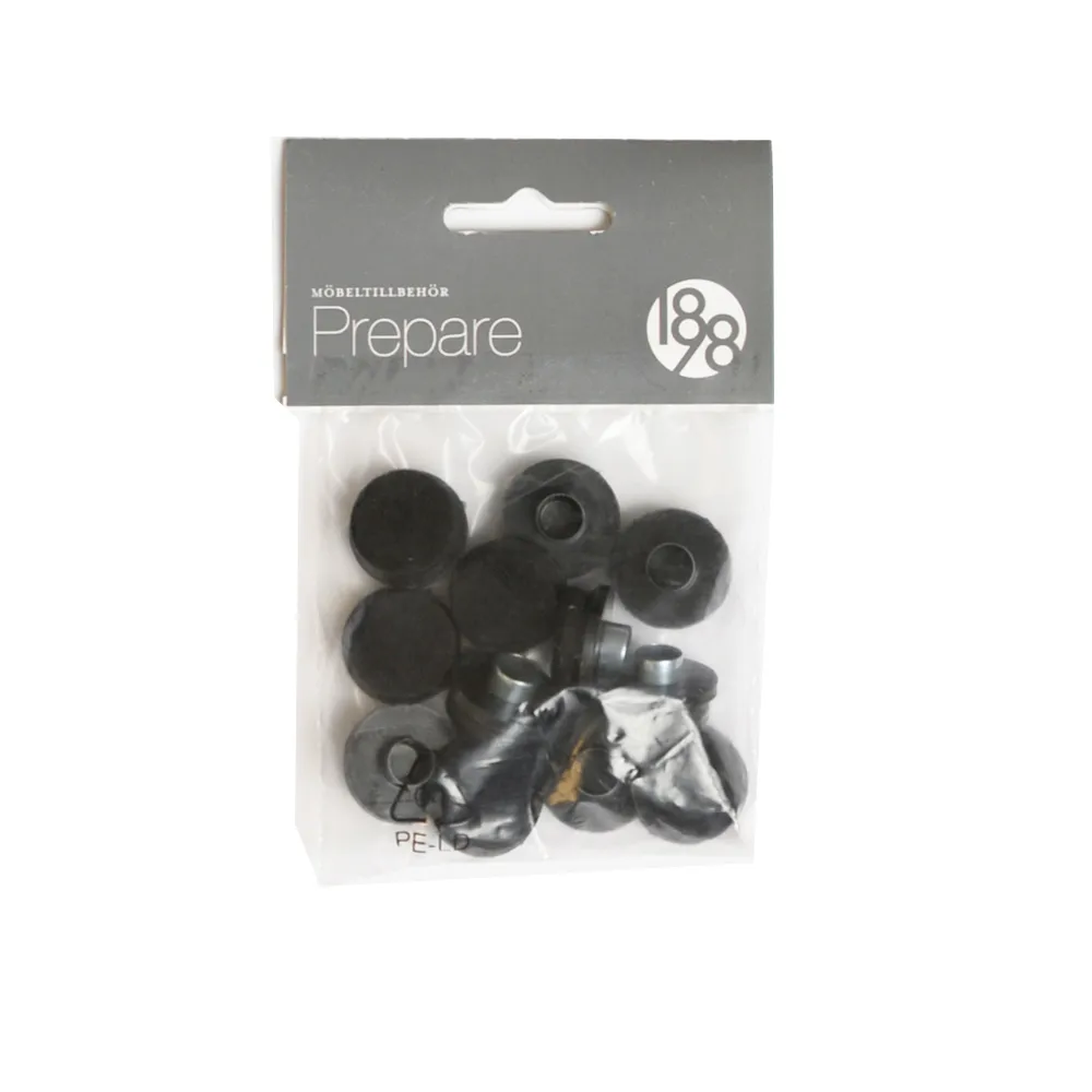 1898 Patin pour meuble Prepare noir, patins de protection plastique feutre 22 mm, 12 pcs
