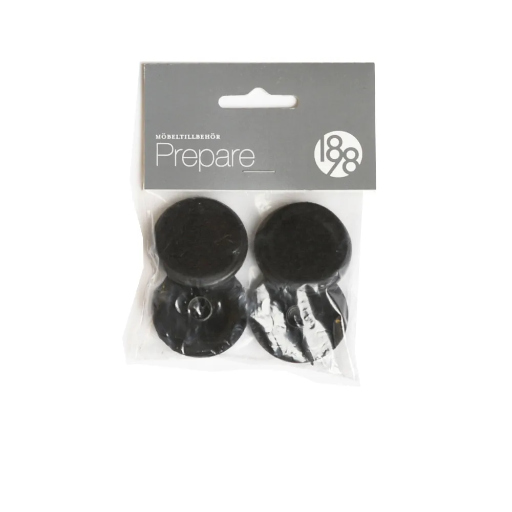 1898 Patin pour meuble Prepare noir, patins de protection plastique feutre 37 mm, 4 pcs