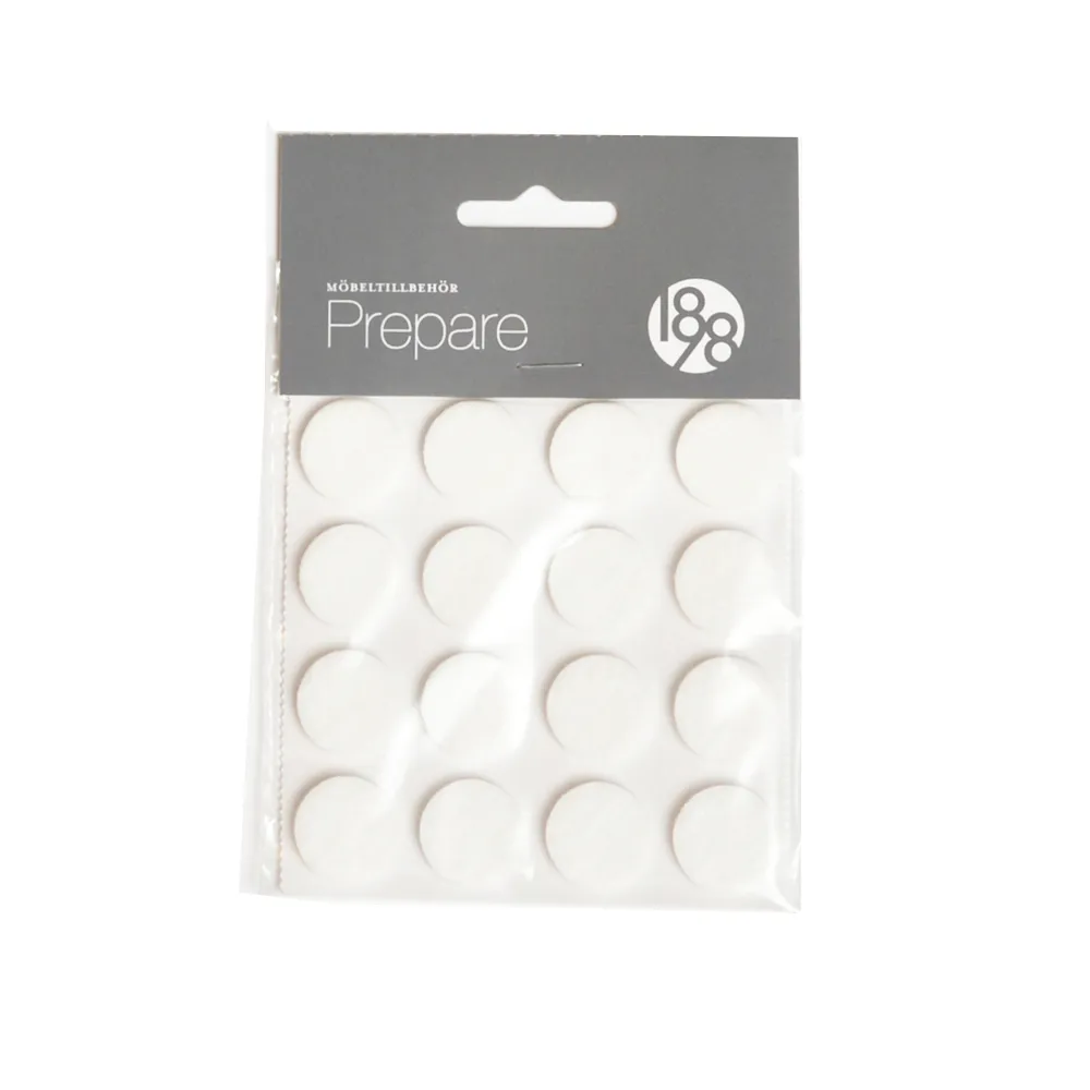 1898 Patins pour meuble Prepare blanc, feutre autoadhésif, ø20 mm, 16 pcs