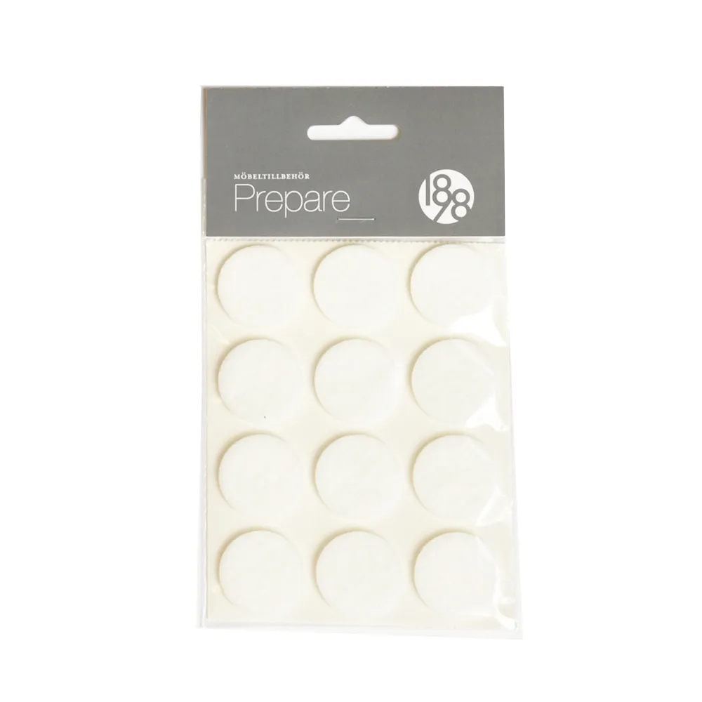 1898 Patins pour meuble Prepare blanc, feutre autoadhésif, ø28 mm, 12 pcs