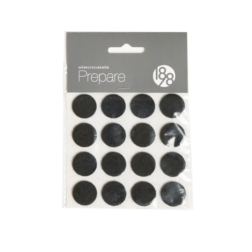 1898 Patins pour meuble Prepare noir, feutre autoadhésif, ø20 mm, 16 pcs