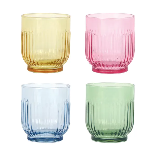Aida dricksglas 33 cl 4 delar, Amber, röd, ljusblå