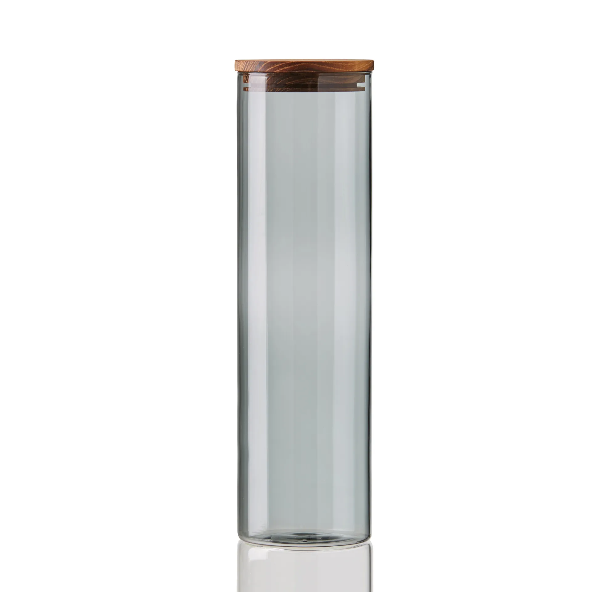 Aida Bocal en verre avec couvercle en bois Raw fumé grand