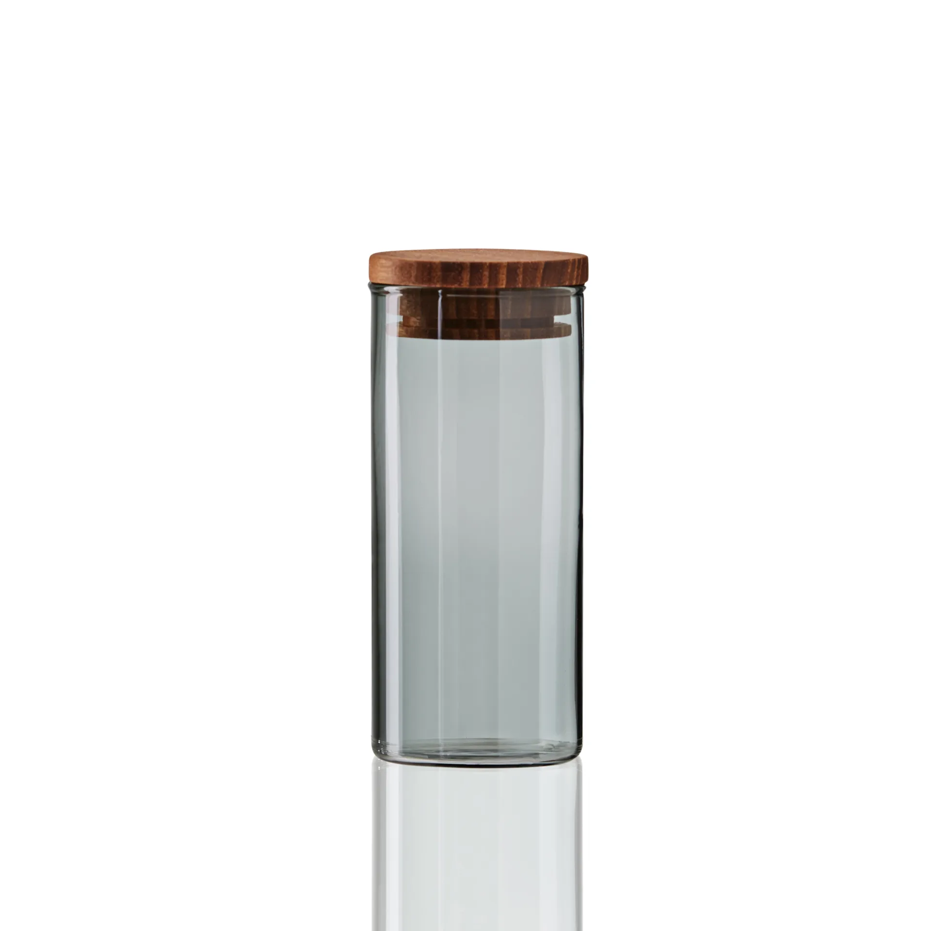 Aida Bocal en verre avec couvercle en bois Raw fumé mini