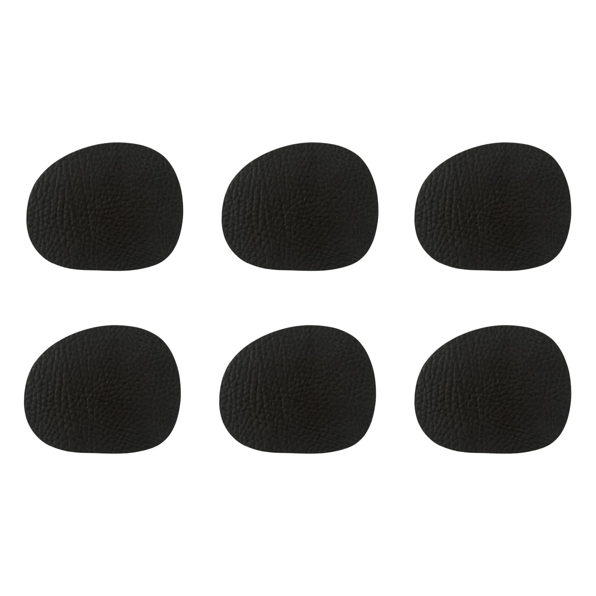 Aida Dessous de verre Raw cuir lot de 6 Black buffalo (noir)