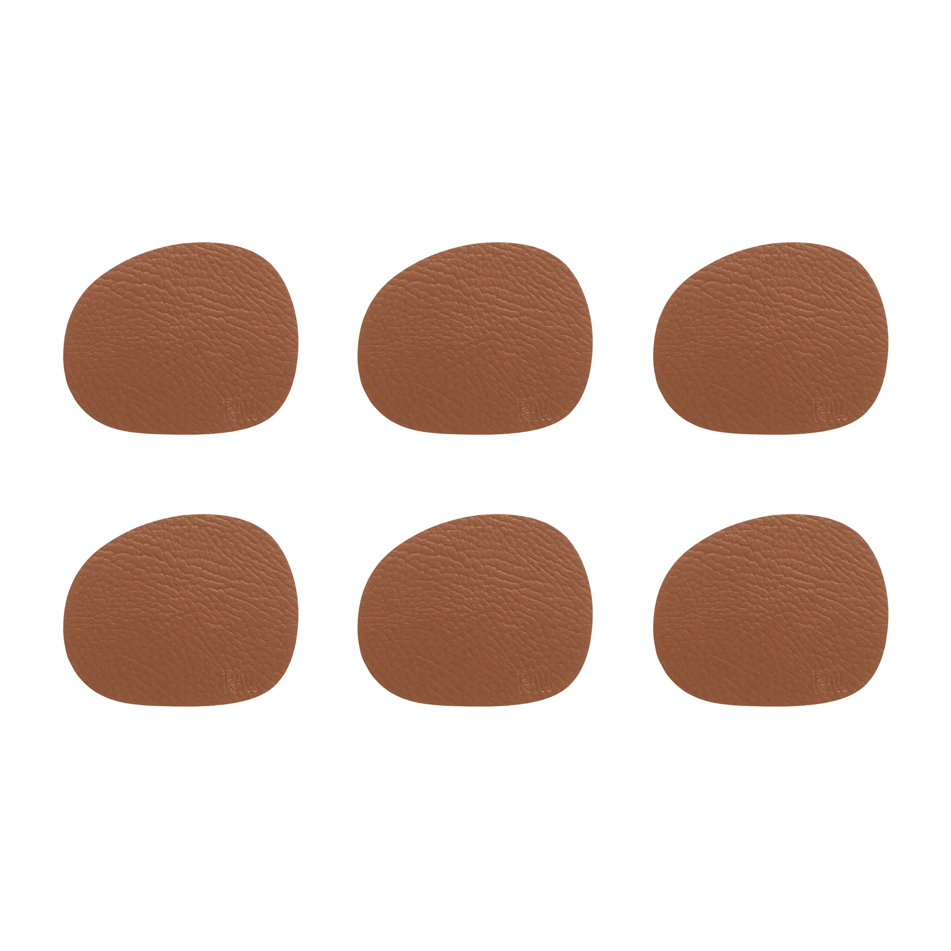 Aida Dessous de verre Raw cuir lot de 6 Brun cannelle (brun)