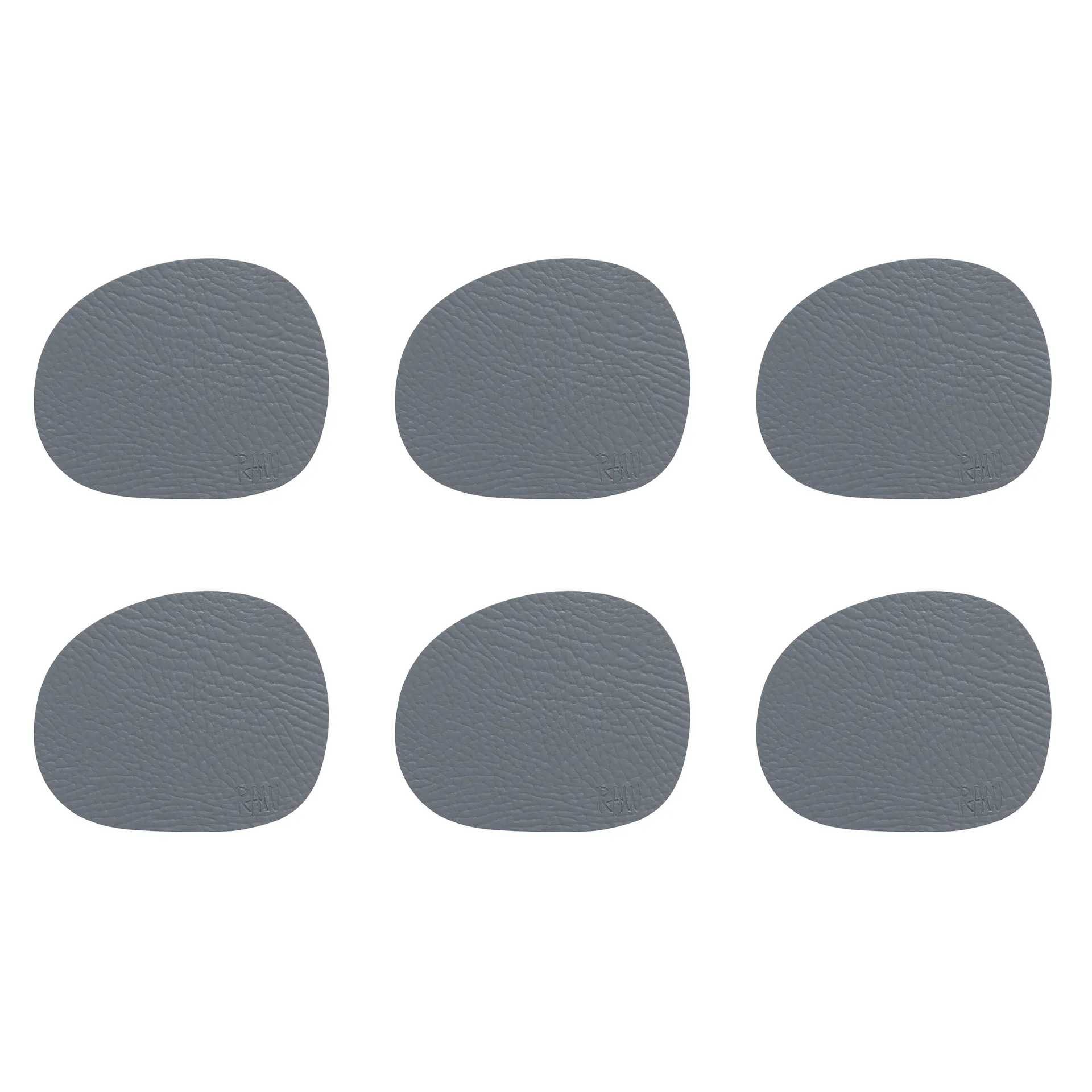 Aida Dessous de verre Raw cuir lot de 6 Grey buffalo (gris)