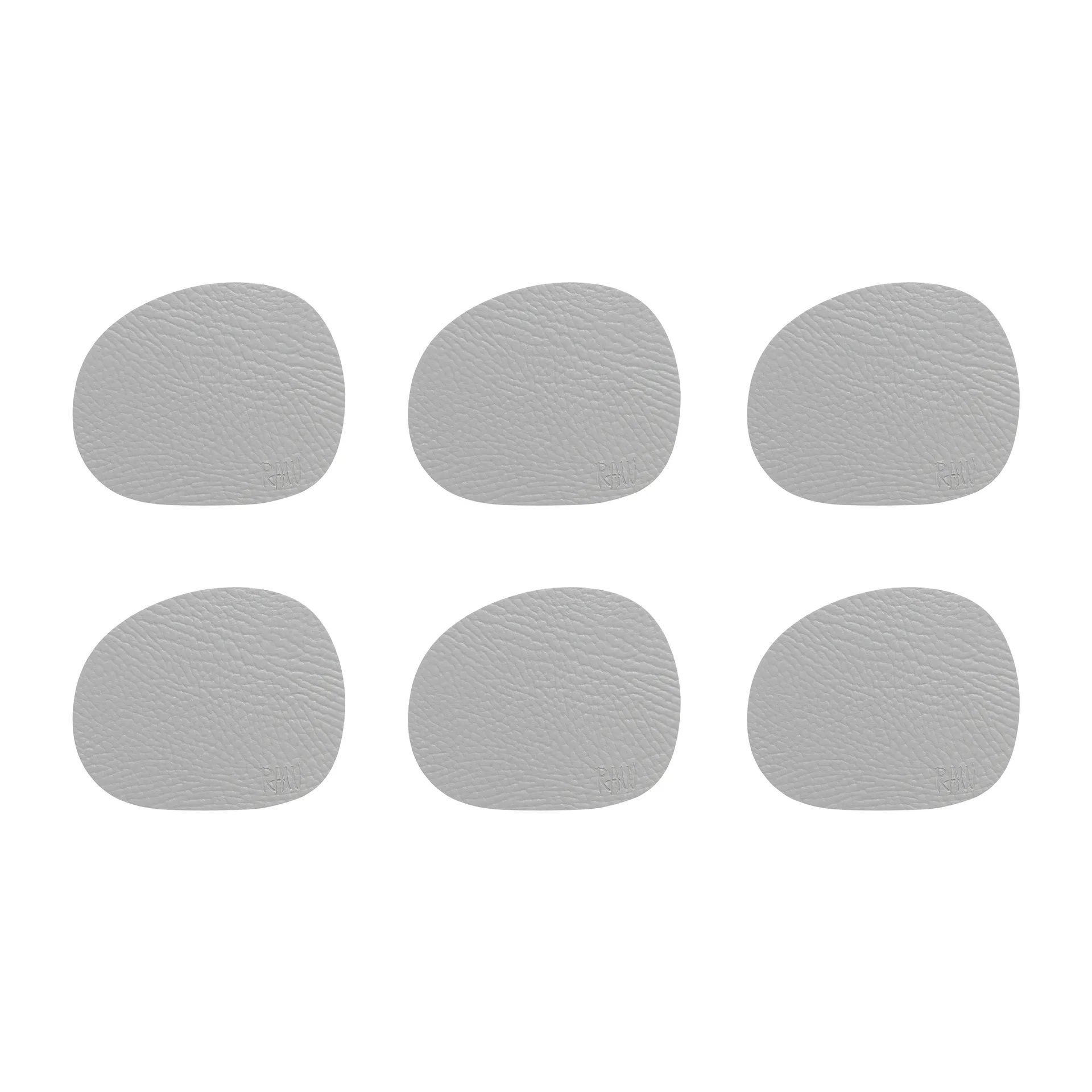 Aida Dessous de verre Raw cuir lot de 6 Gris clair