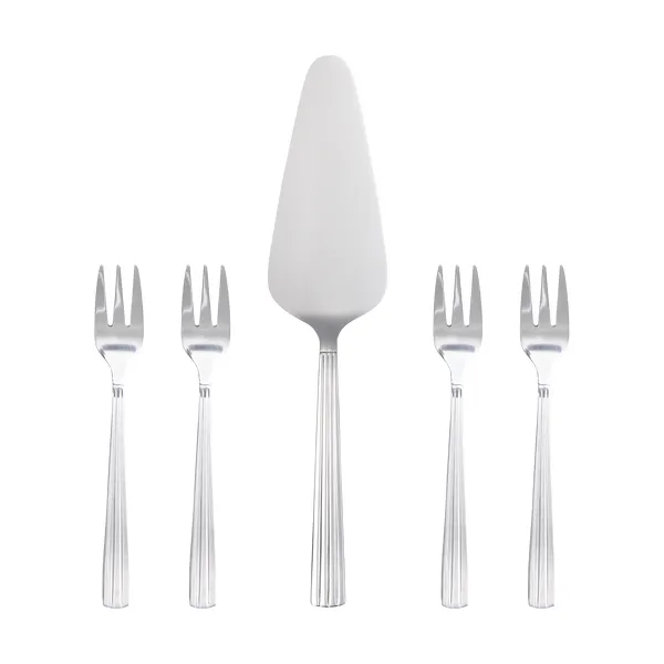 Groovy tårtbestick set 5 delar, Rostfritt stål