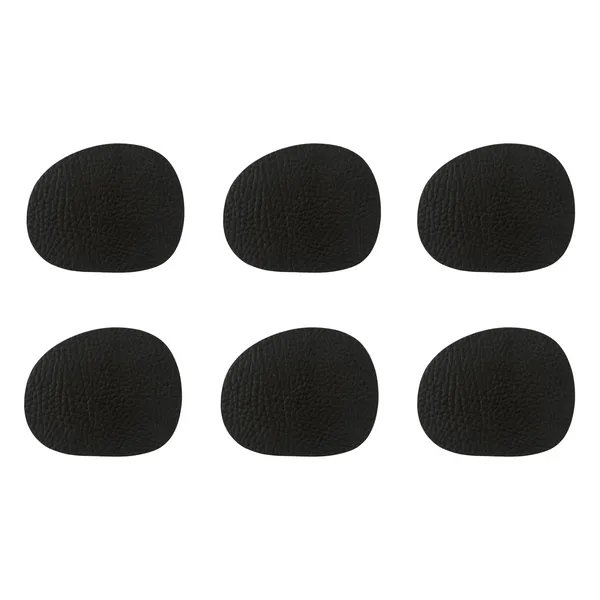 Raw glasunderlägg läder 6-pack, Black buffalo