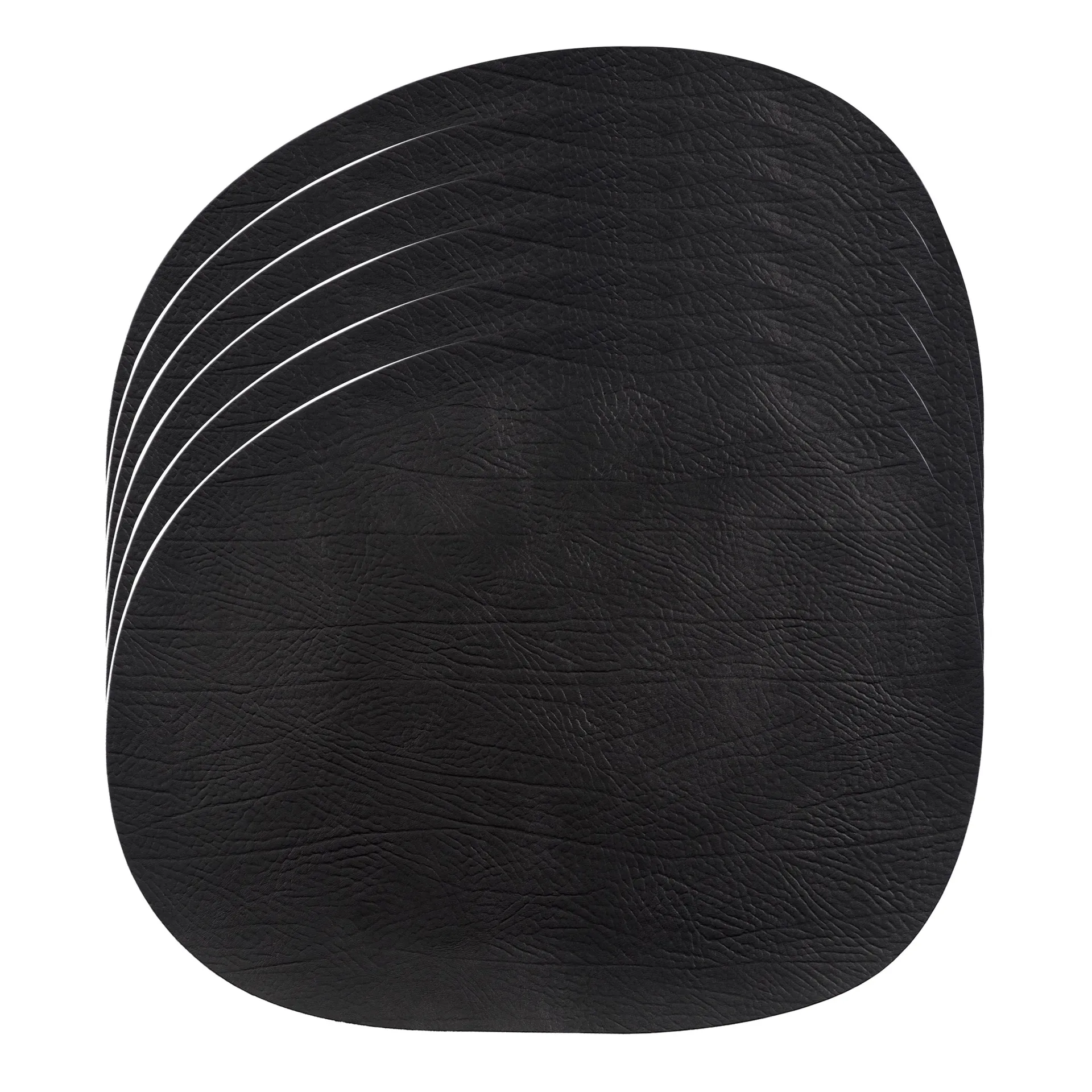 Aida Set de table Raw cuir, lot de 6 Noir