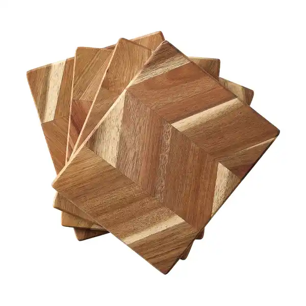 Skärbräda fiskbensmönster 12x15 cm 4-pack, Akaciaträ
