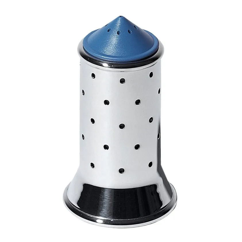 Alessi Mgsal Salière en Acier Inoxydable 18/10 Brillant avec Base et Couvercle en Pa, Bleu Clair