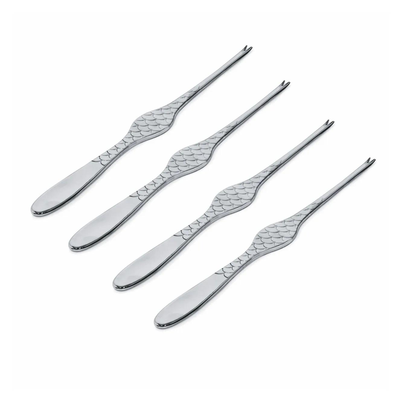 Alessi Colombina Fish skaldyrsgaffel 4-pak Rustfrit stål