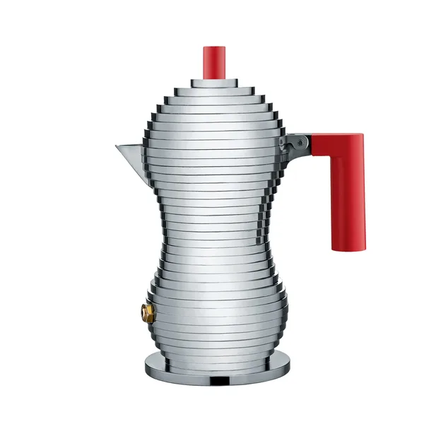 Pulcina espressobryggare 3 koppar, rött handtag