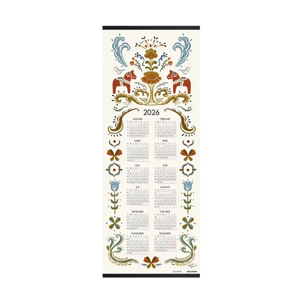 Dalahäst kalender 2026, 35x90 cm