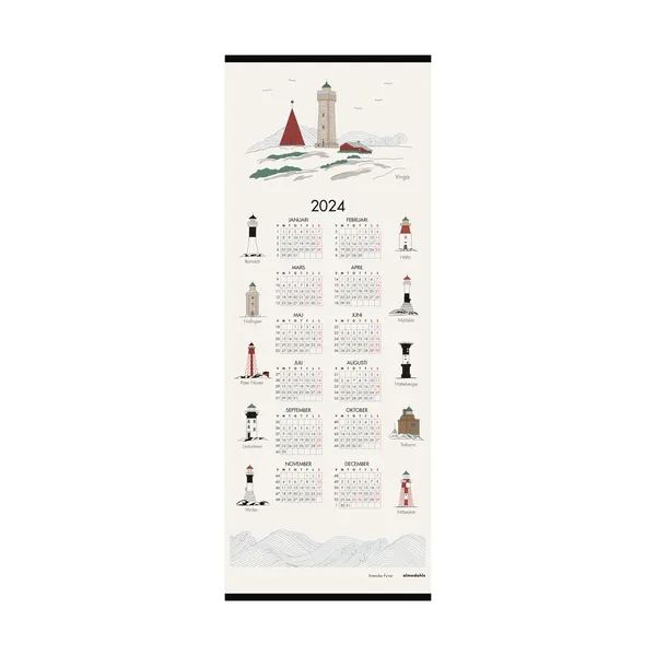 Svenska fyrar kalender 2024, 35x90 cm