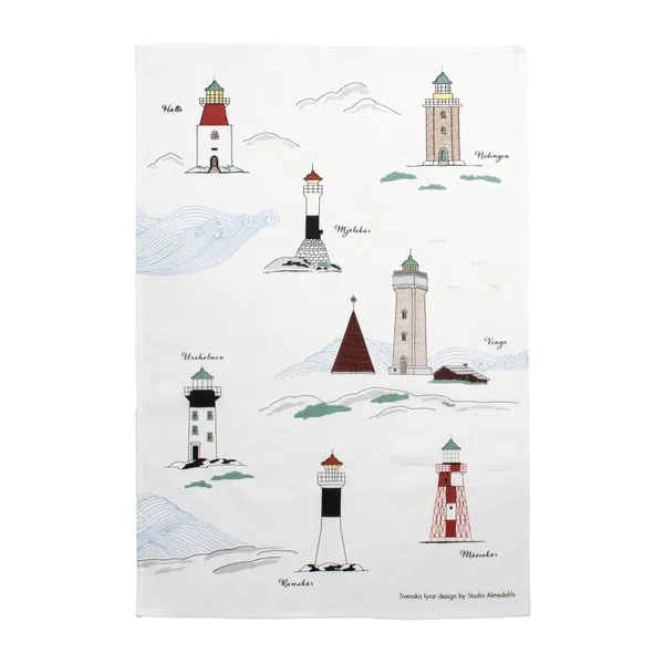 Svenska fyrar kökshandduk 47x70 cm, Vit-multi