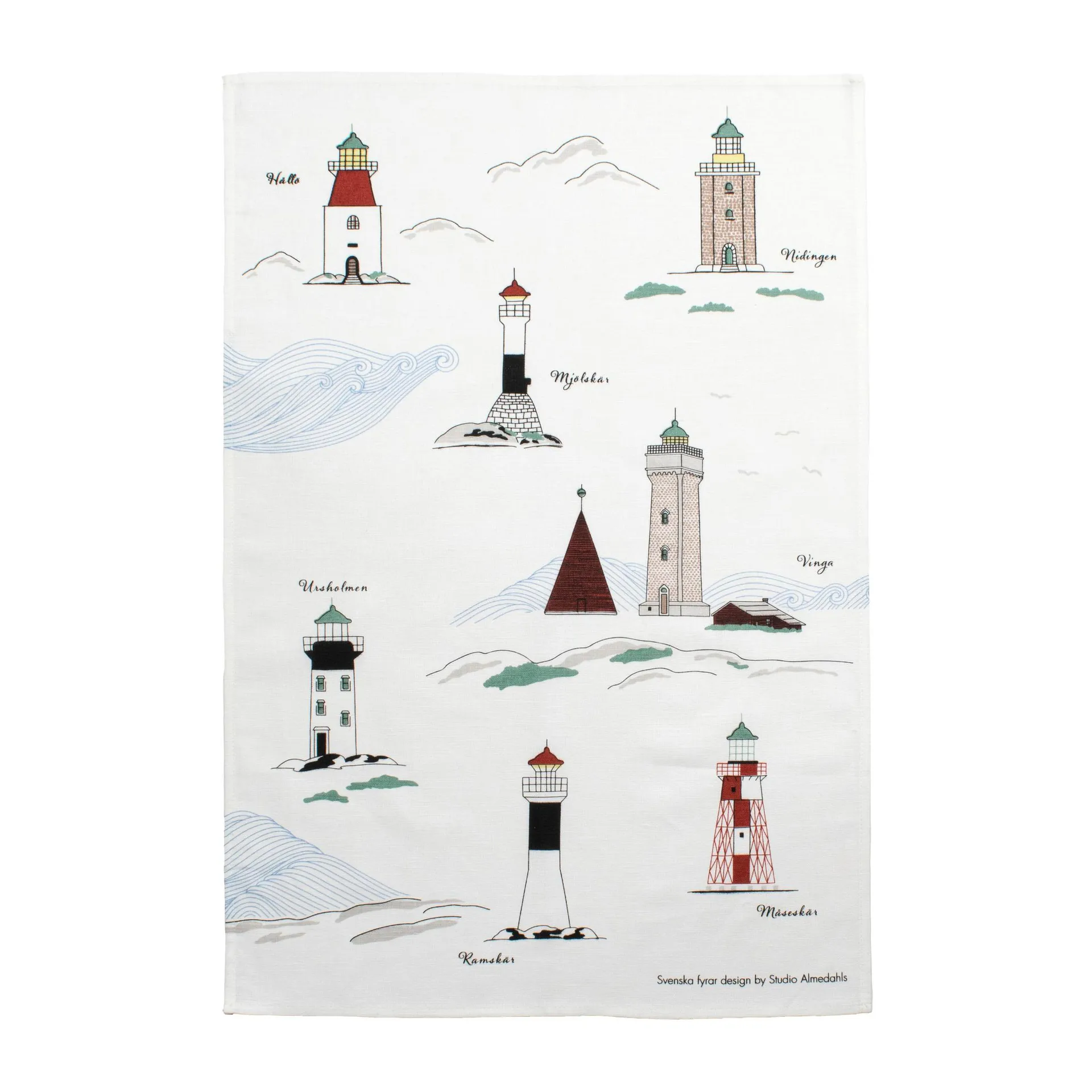 Almedahls Svenske fyrtårne viskestykke 47x70 cm Hvid/Multi