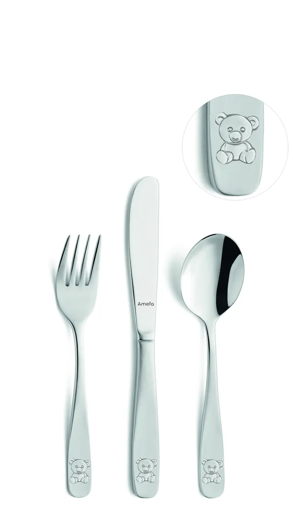 Bear barnbestick 3 delar, Rostfritt stål
