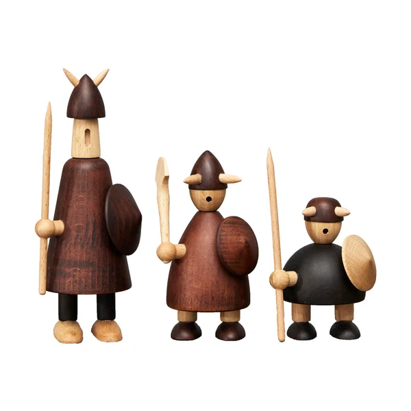 The vikings of Denmark träfigur 3 delar, Stained beech