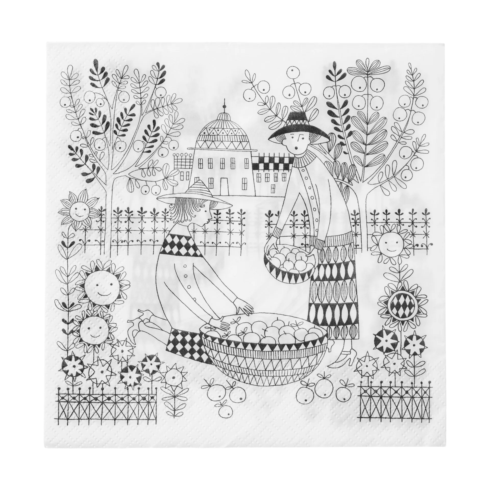 Arabia Emilia papirservietter 33x33 cm 20-pak Sort-hvid