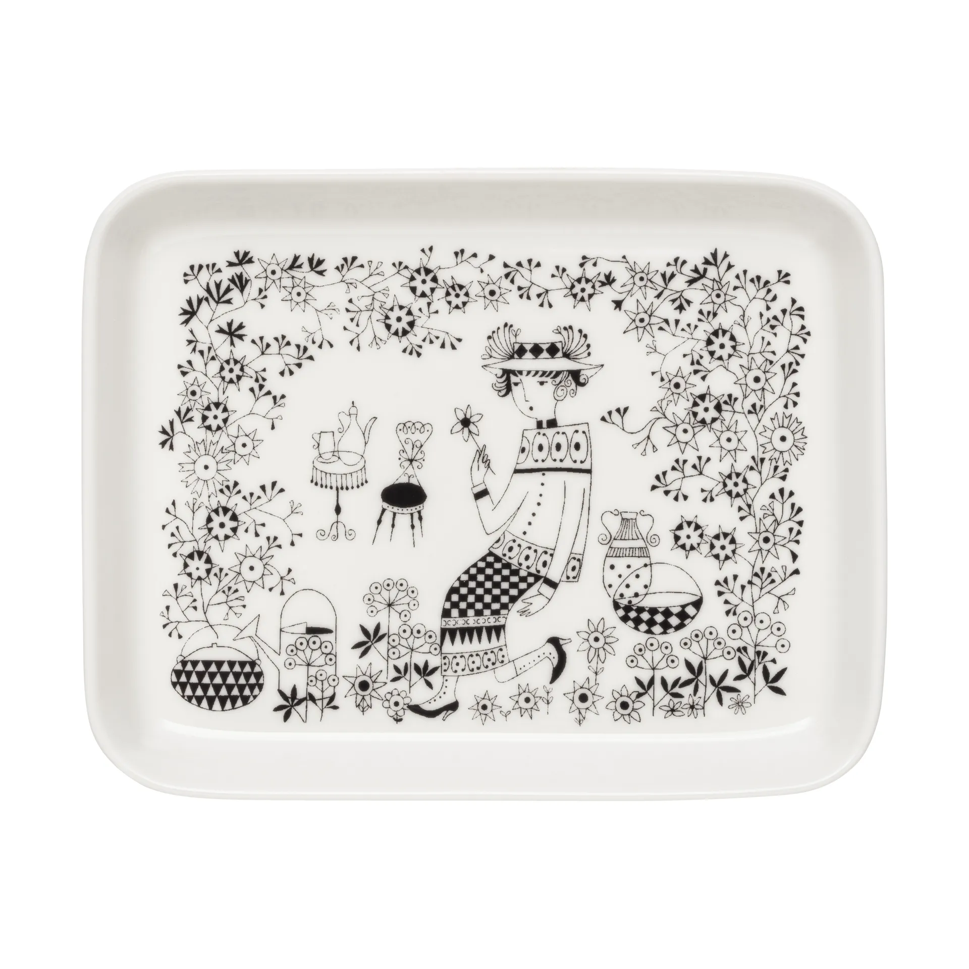 Arabia Emilia tallrik 15x19 cm Svart-vit
