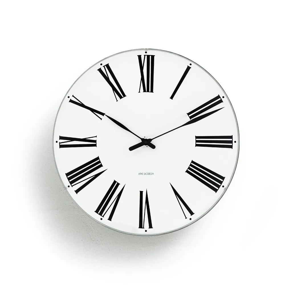 Arne Jacobsen - Arne Jacobsen Roman vægur med hvid skive, Ø48 cm