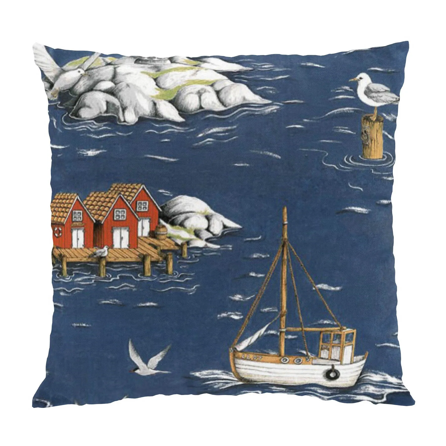 Arvidssons Textil House de coussin Fiskeskär cm Bleu