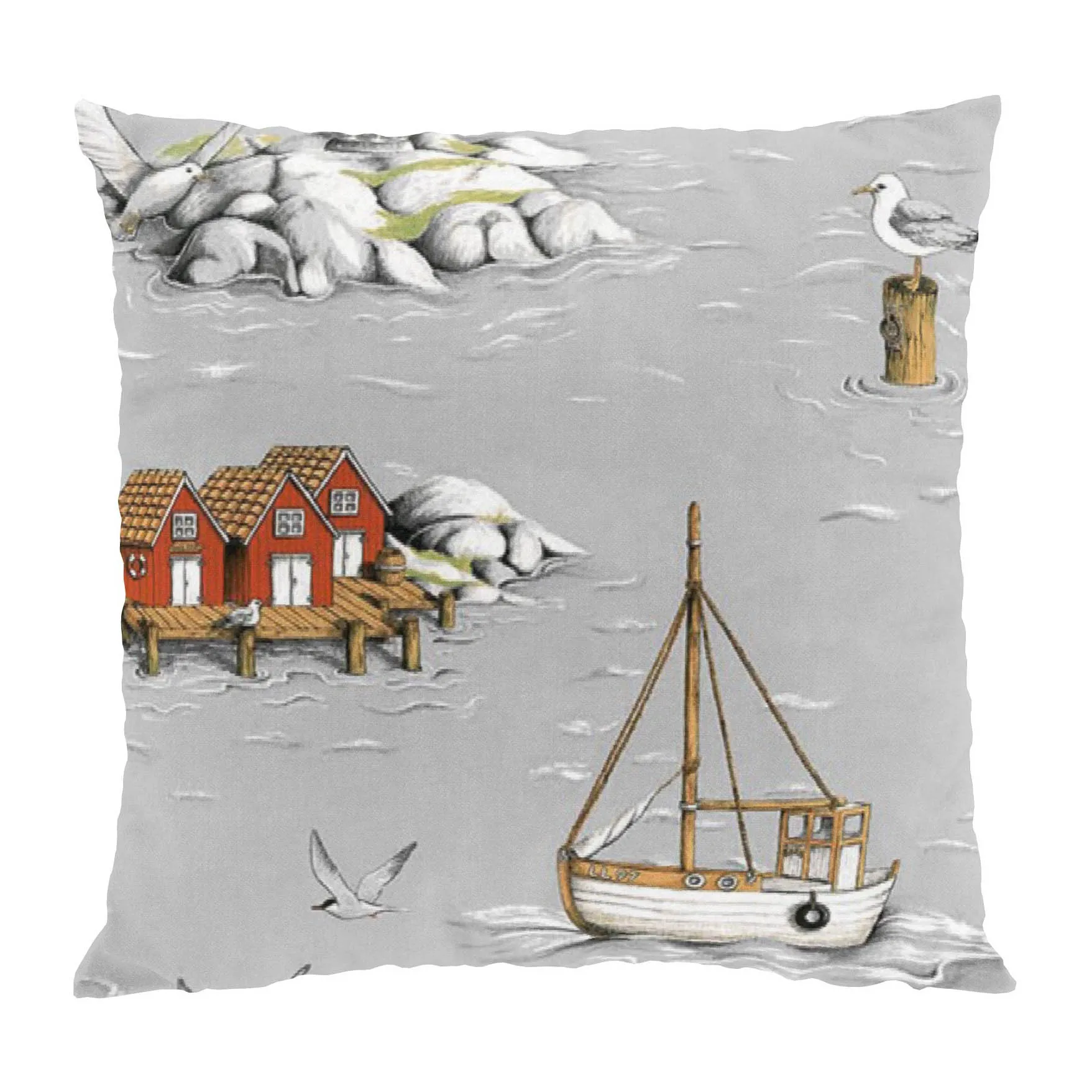 Arvidssons Textil House de coussin Fiskeskär cm Gris