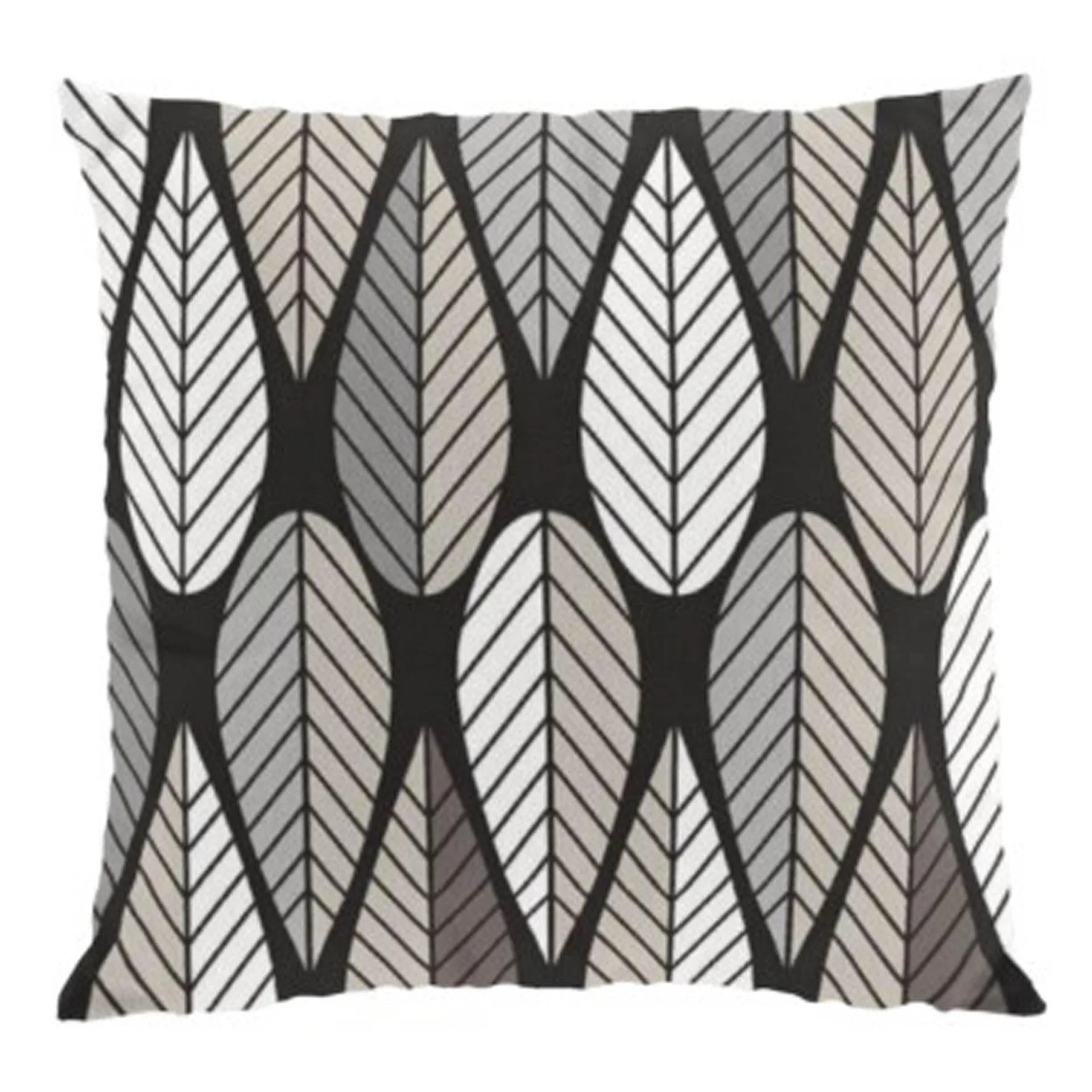 Arvidssons Textil Housse de coussin Blader gris-blanc-noir