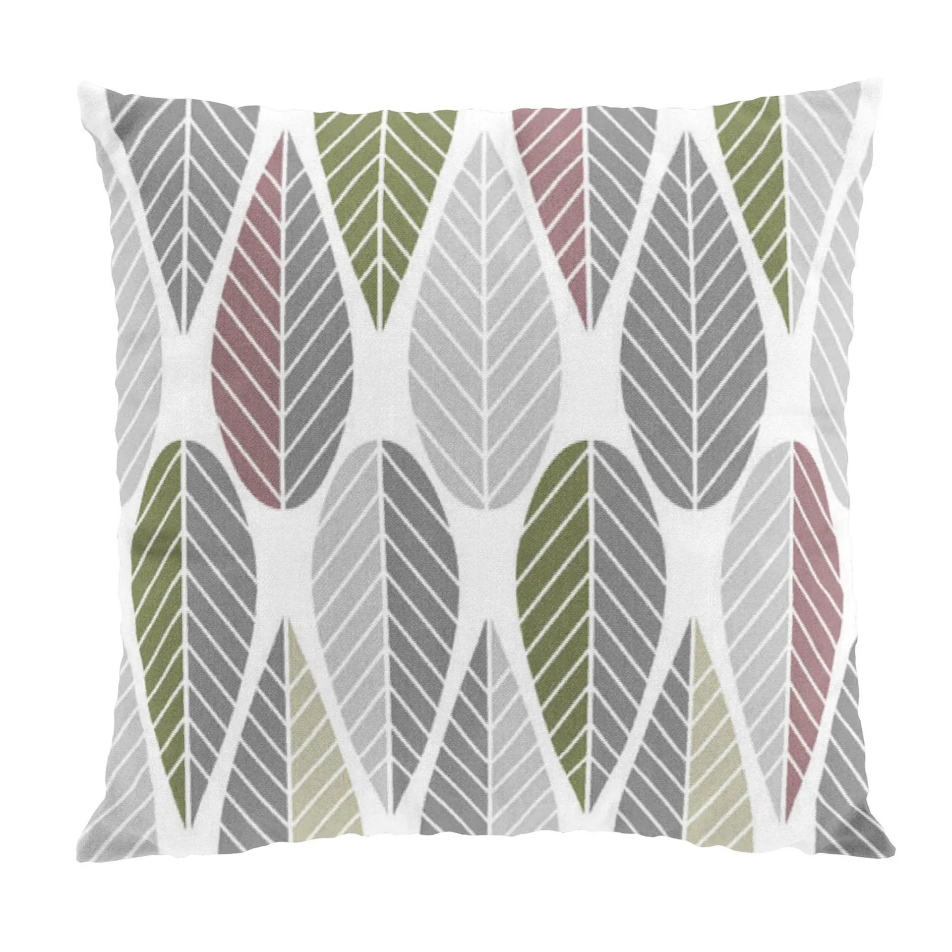 Arvidssons Textil Housse de coussin Blader rose-gris-vert