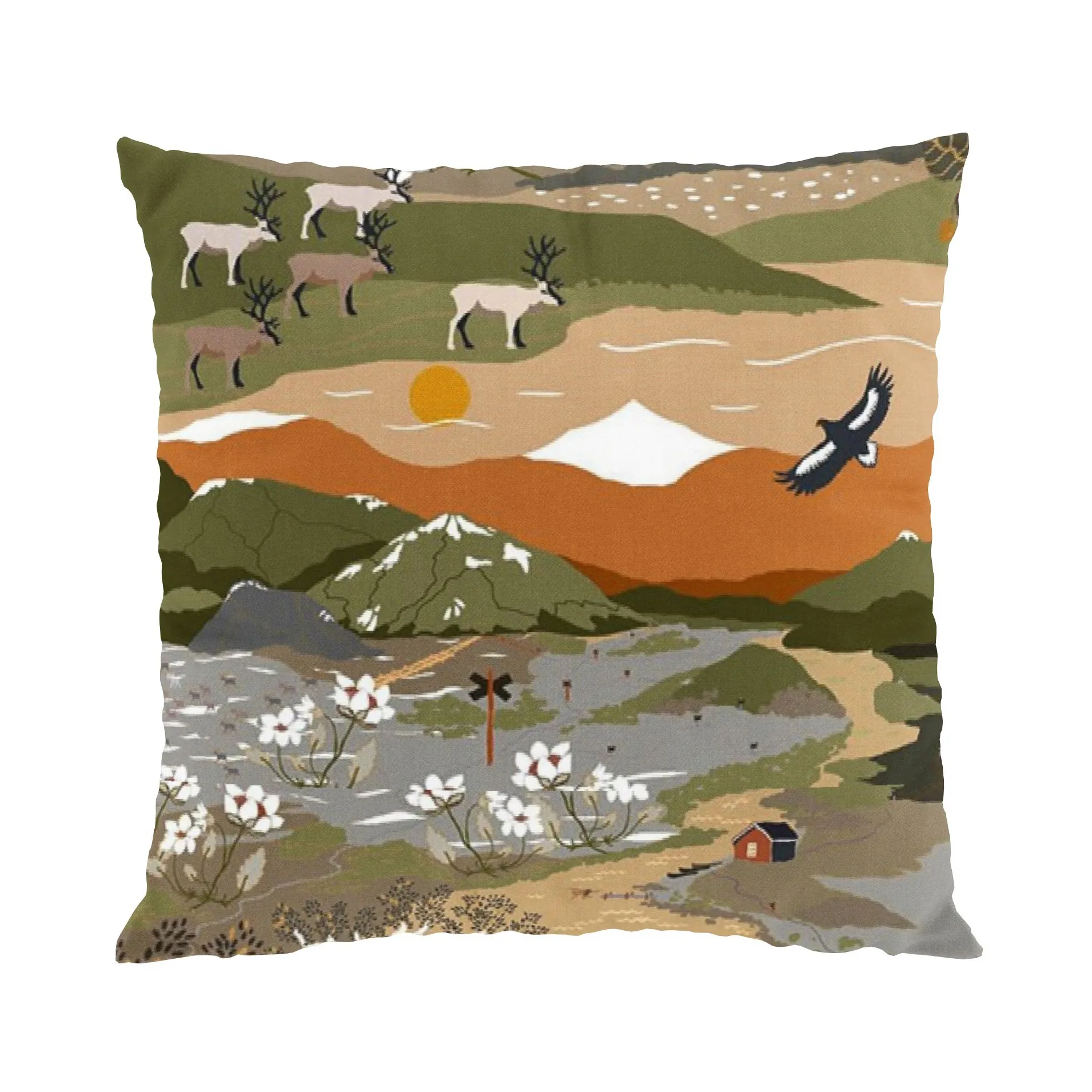 Arvidssons Textil Taie Fjällvandring cm Vert-rost