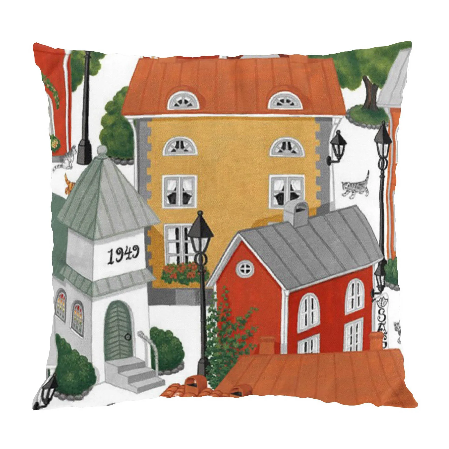 Arvidssons Textil Taie Lyckeby blommar Rouge-orange