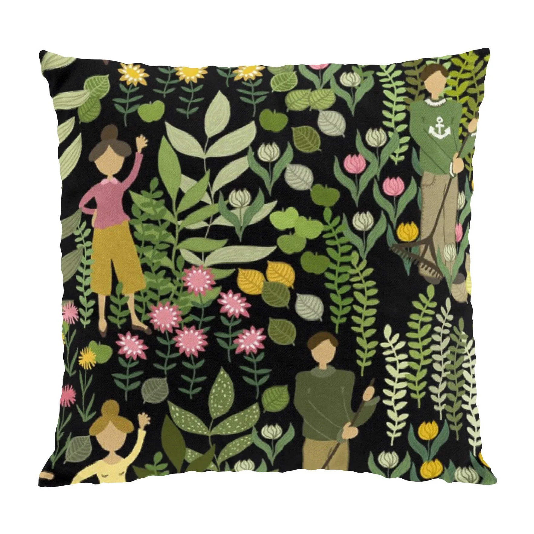 Arvidssons Textil Taie Trädgård cm Noir-vert