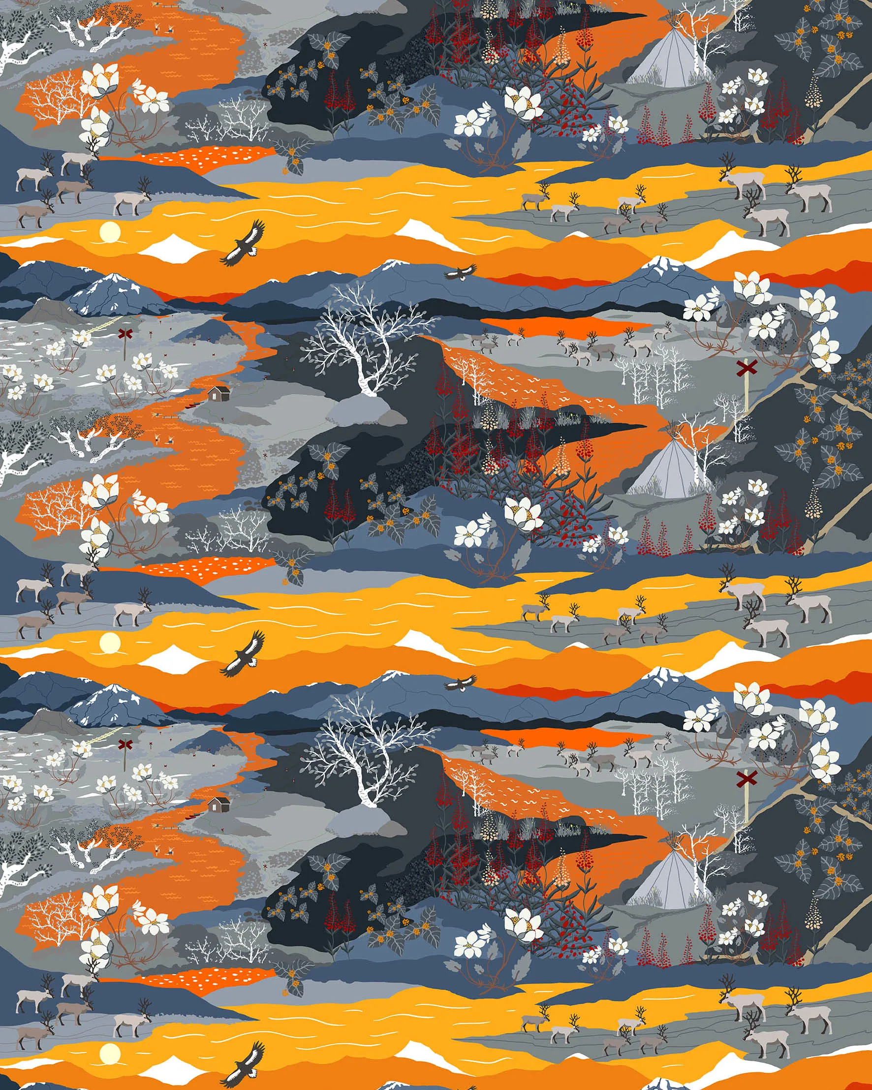 Arvidssons Textil Tissu Fjällvandring Orange