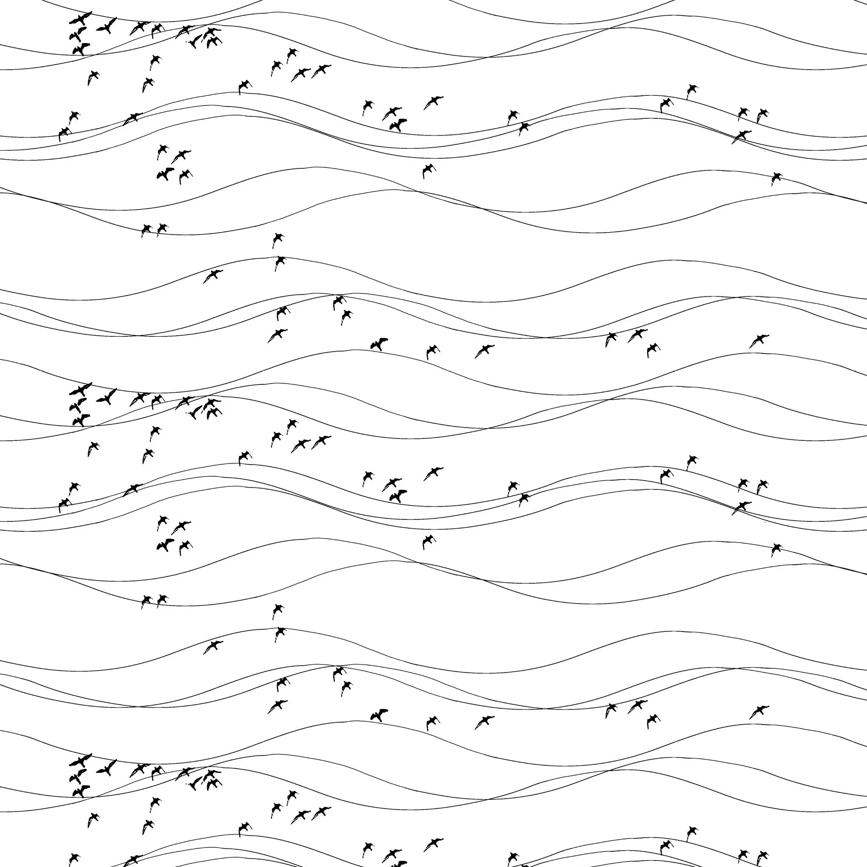 Arvidssons Textil Tissu Flyttfåglar noir