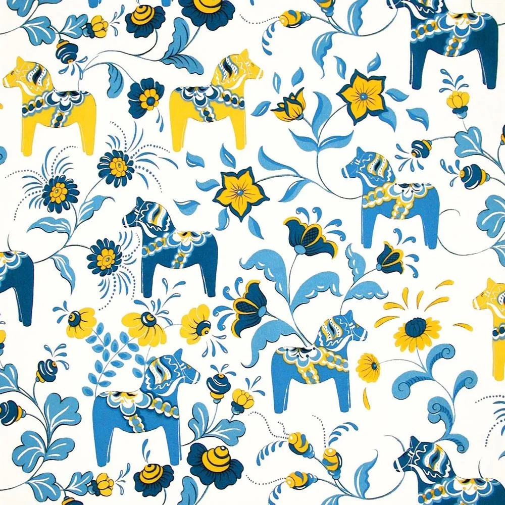 Arvidssons Textil Tissu Leksand bleu-jaune