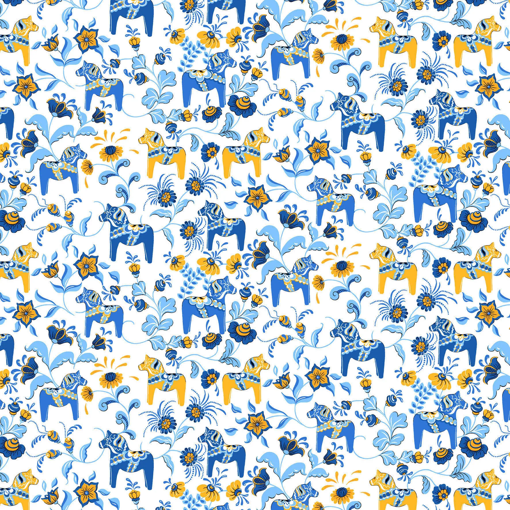 Arvidssons Textil Tissu Leksand mini Jaune-bleu