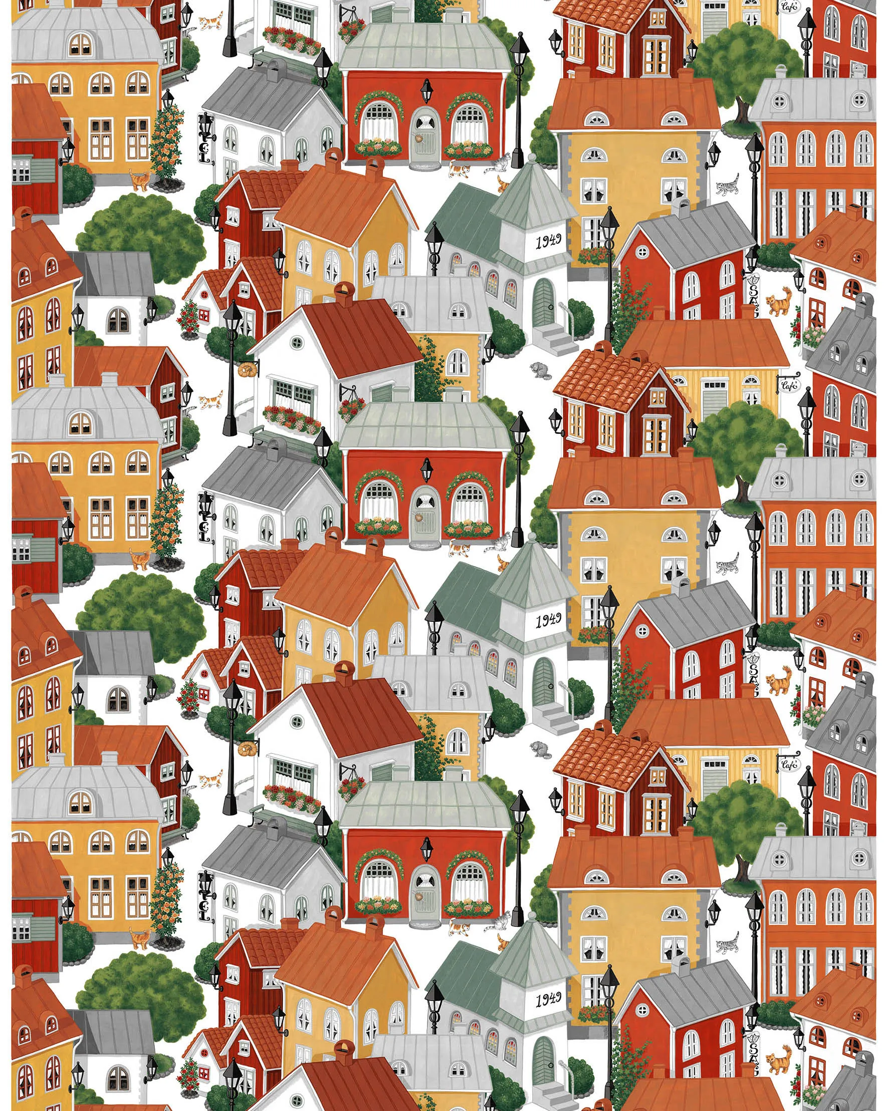 Arvidssons Textil Tissu Lyckeby blommar Rouge-orange