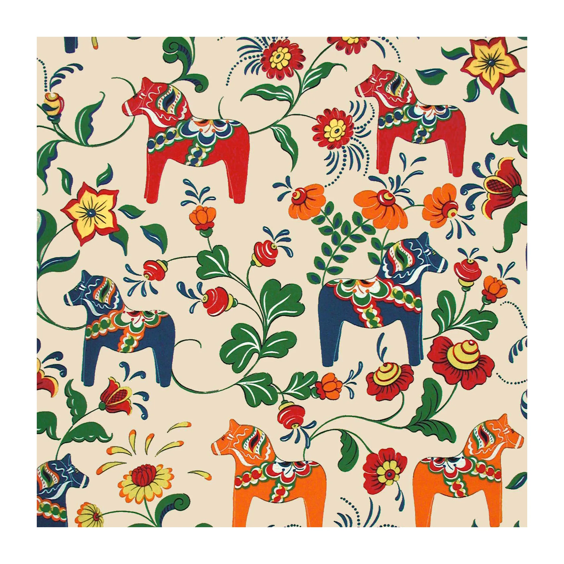 Arvidssons Textil Toile cirée Dalahäst multicolore