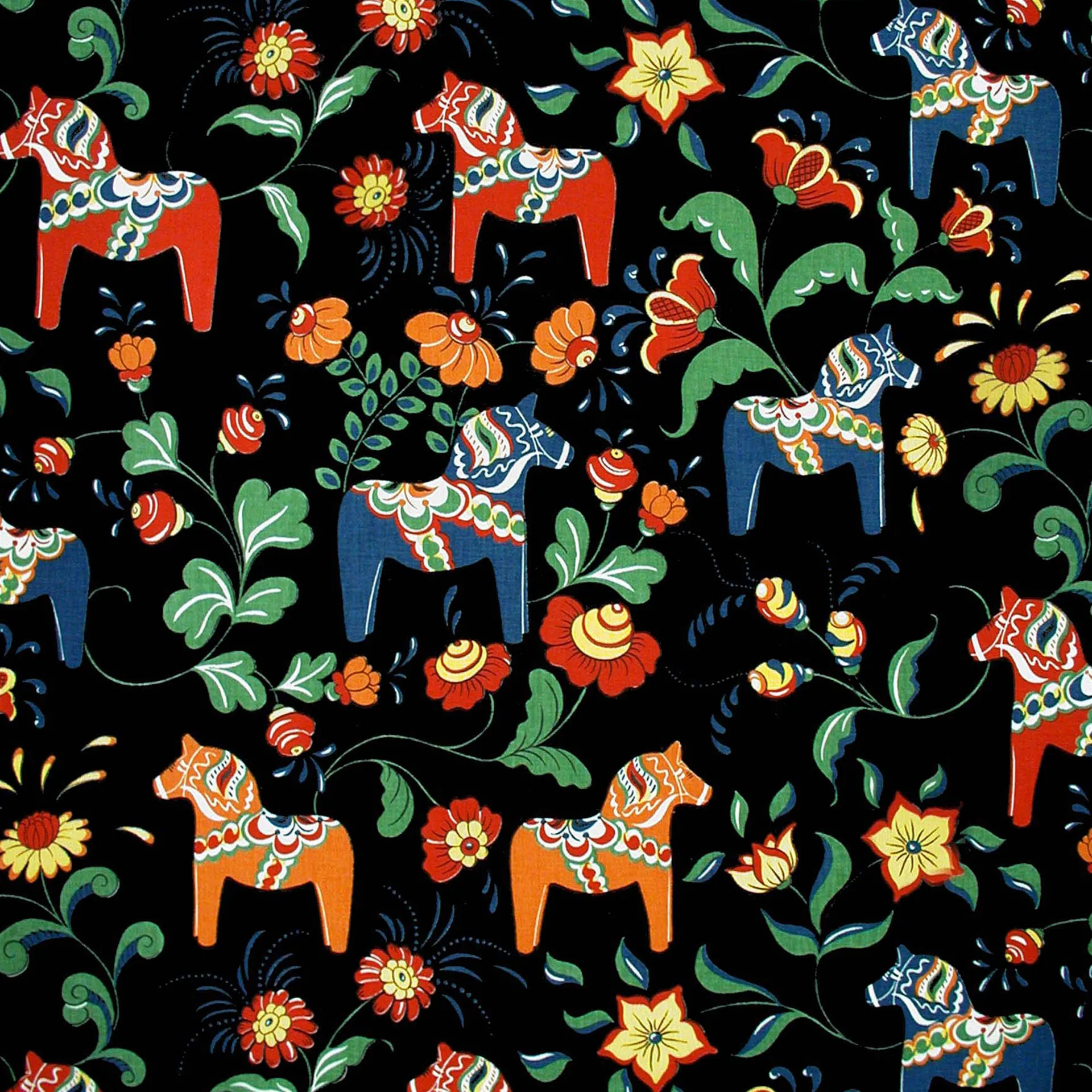 Arvidssons Textil Toile cirée Dalahäst noir