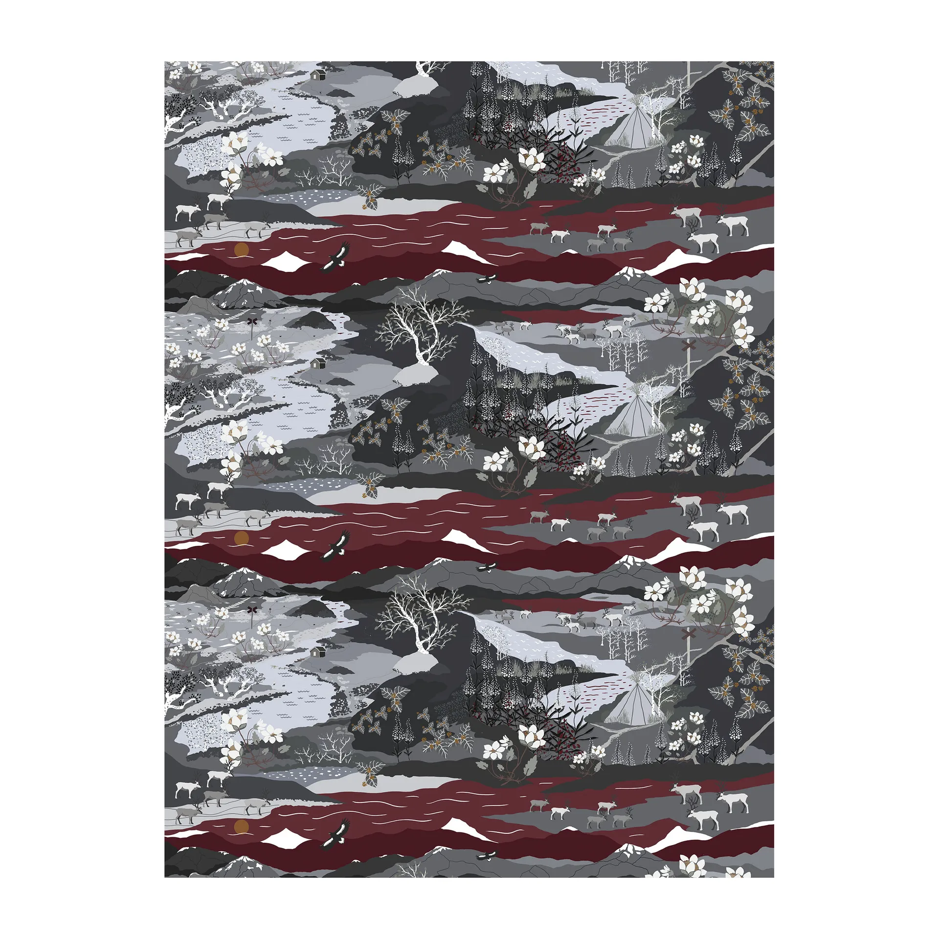 Arvidssons Textil Toile cirée Fjällvandring Gris-bordeaux