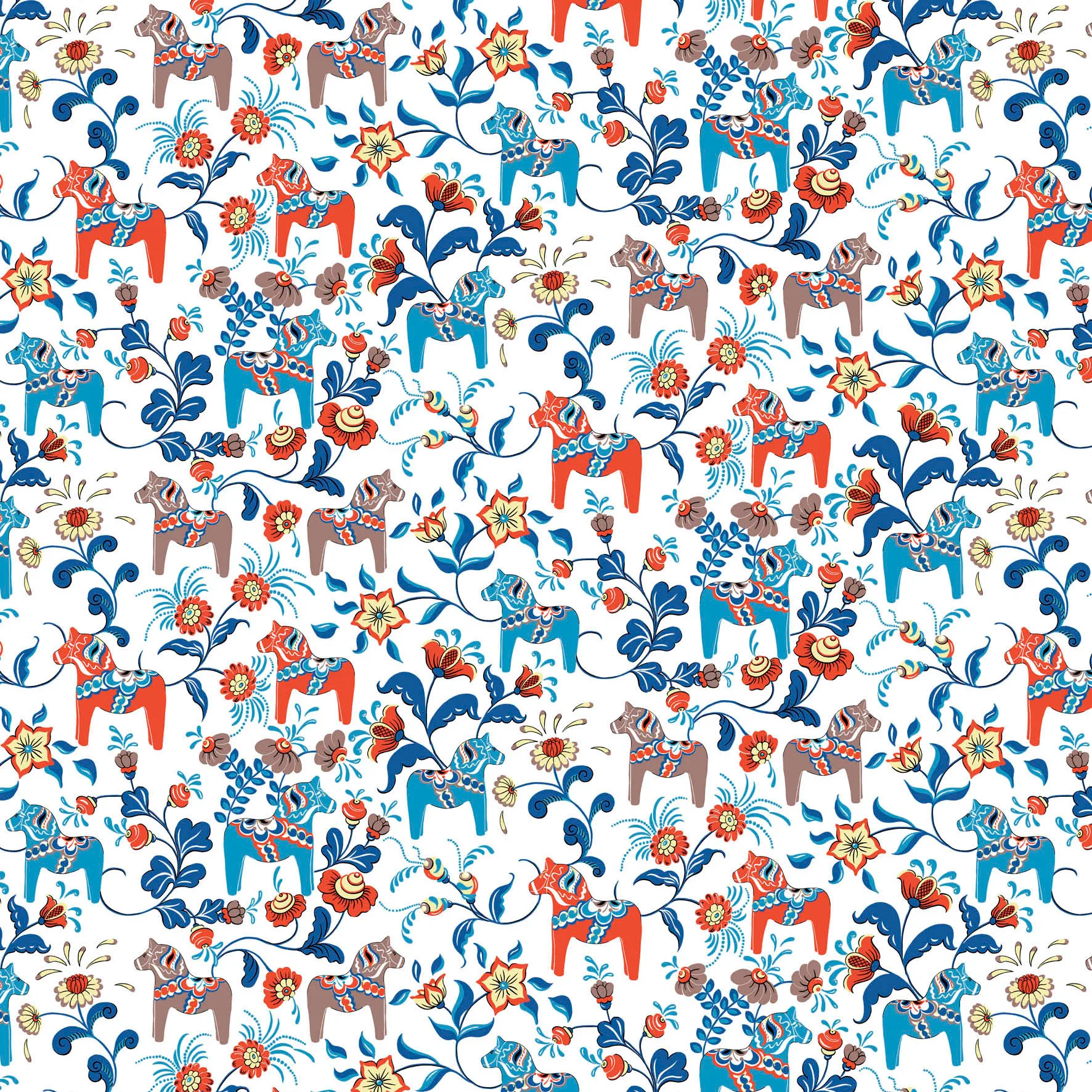 Arvidssons Textil Toile cirée Leksand Bleu-Orange