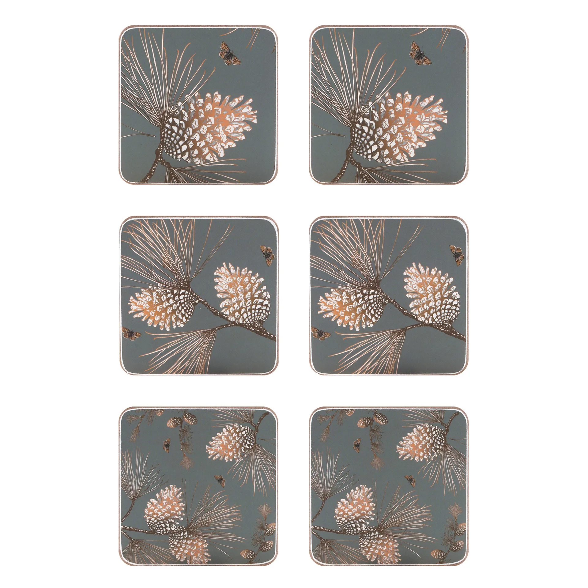 Åry Home Dessous de verre Pine Cone Lot de 6 Moss grey